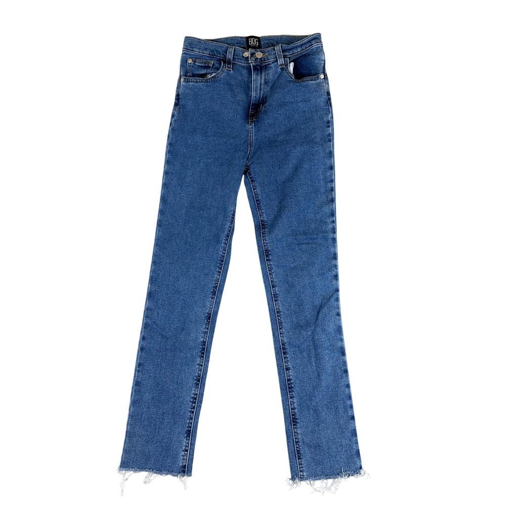 BDG Urban Outfitters Girlfriend High Rise Jeans Medium Wash Raw Hem Size 26